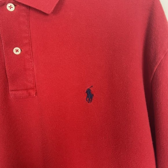 Ralph Lauren Polo Shirt Adult Large Red Cotton Golf Rugby Men L - Picture 6 of 11
